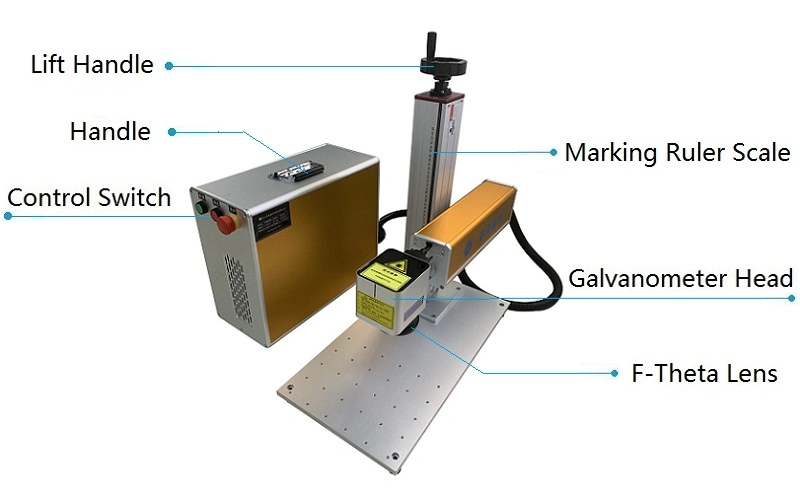 Portable Optical 20W 30W Fiber Laser Marking Machine with Raycus Laser Source